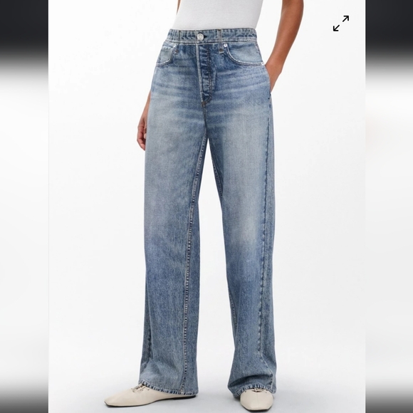 rag & bone Light Blue Wide Leg Sweatpant Jeans - Picture 4 of 9